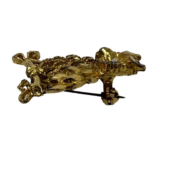 Owl Brooch Clear Rhinestone Eyes Filigree Gold Tone Vintage Pin - Picture 8 of 8